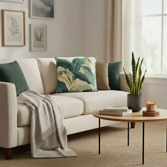 Urban Style Decorative Palm Leaves Lounge Cushion 45x45cm