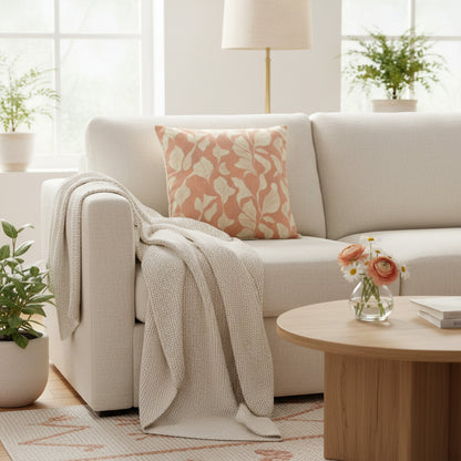 Urban Style Terracotta Leaves Cushion – 45x45cm