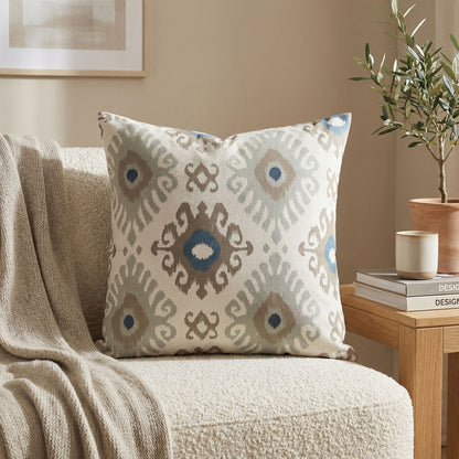 Urban Style Aztec Pattern Cushion – Beige & Blue, 45x45cm