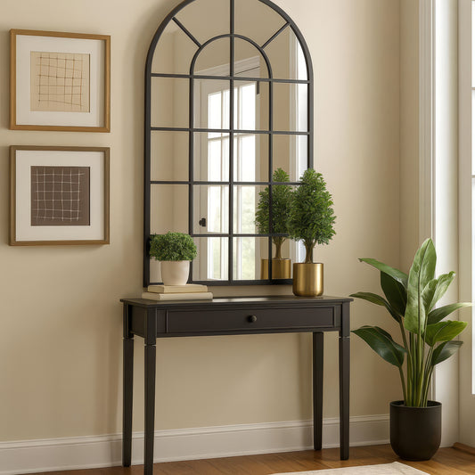 Urban Style Reflections Arch Mirror – Black | 80cm x 120cm