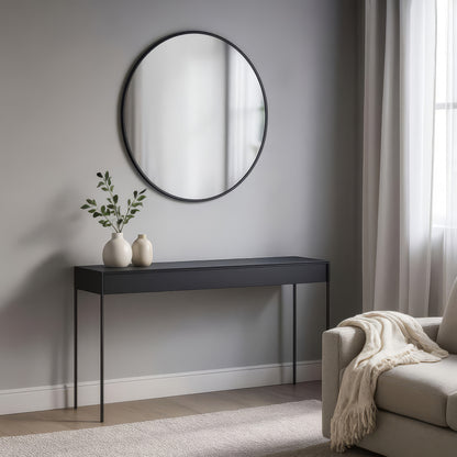 Urban Style Reflections Round Mirror – Black | 80cm Diameter