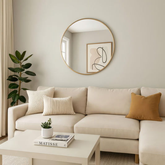 Urban Style Reflections Round Mirror – Gold | 80cm Diameter