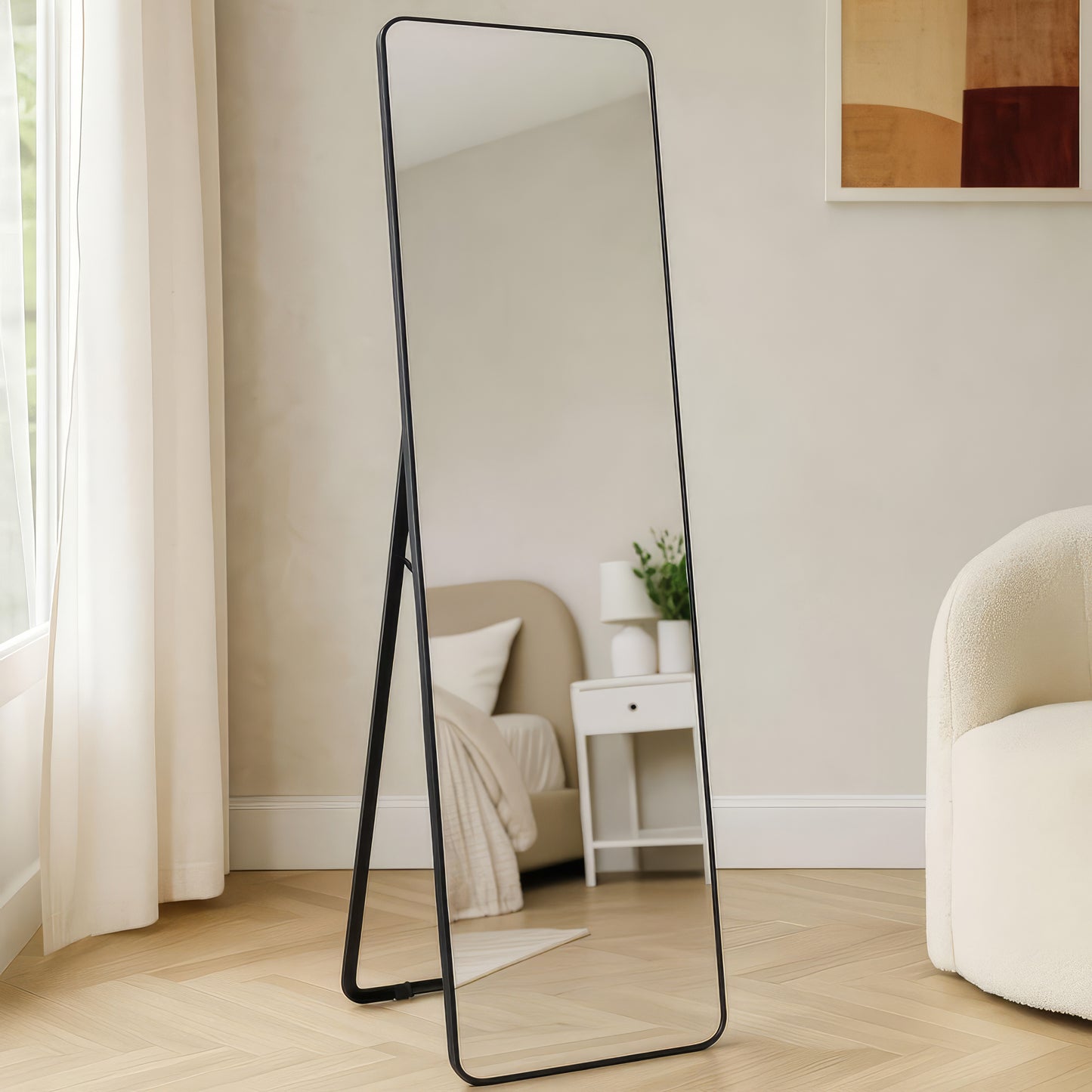 Urban Style Reflections Free Standing Mirror – Black | 150cm