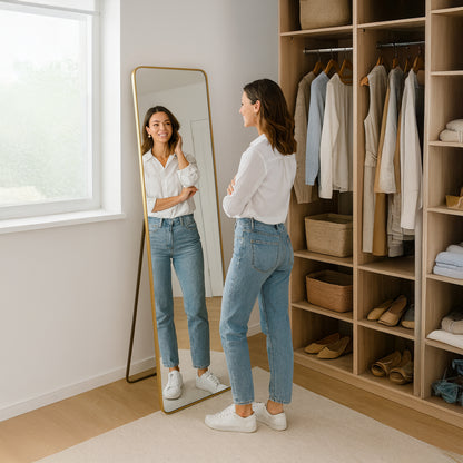 Urban Style Reflections Free Standing Mirror – Gold | 150cm