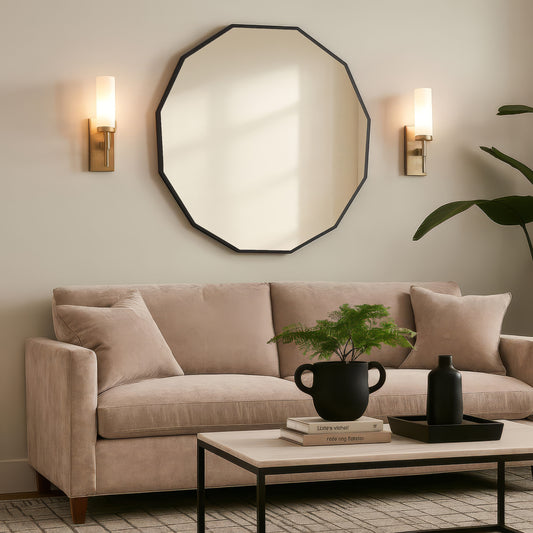 Urban Style Reflections Geometric Mirror – Black | 90cm
