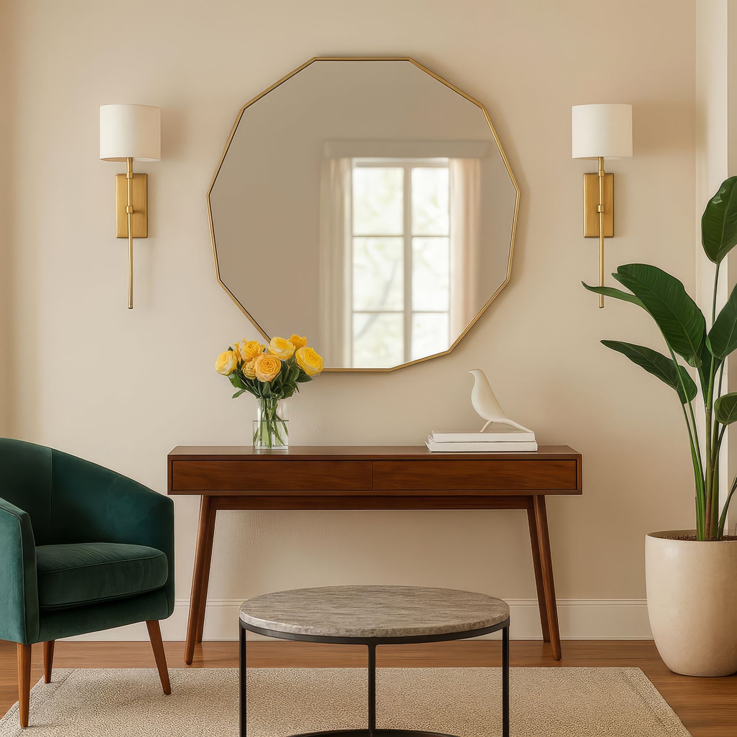 Urban Style Reflections Geometric Mirror – Gold | 90cm