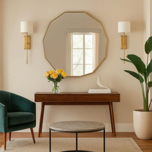 Urban Style Reflections Geometric Mirror – Gold | 90cm