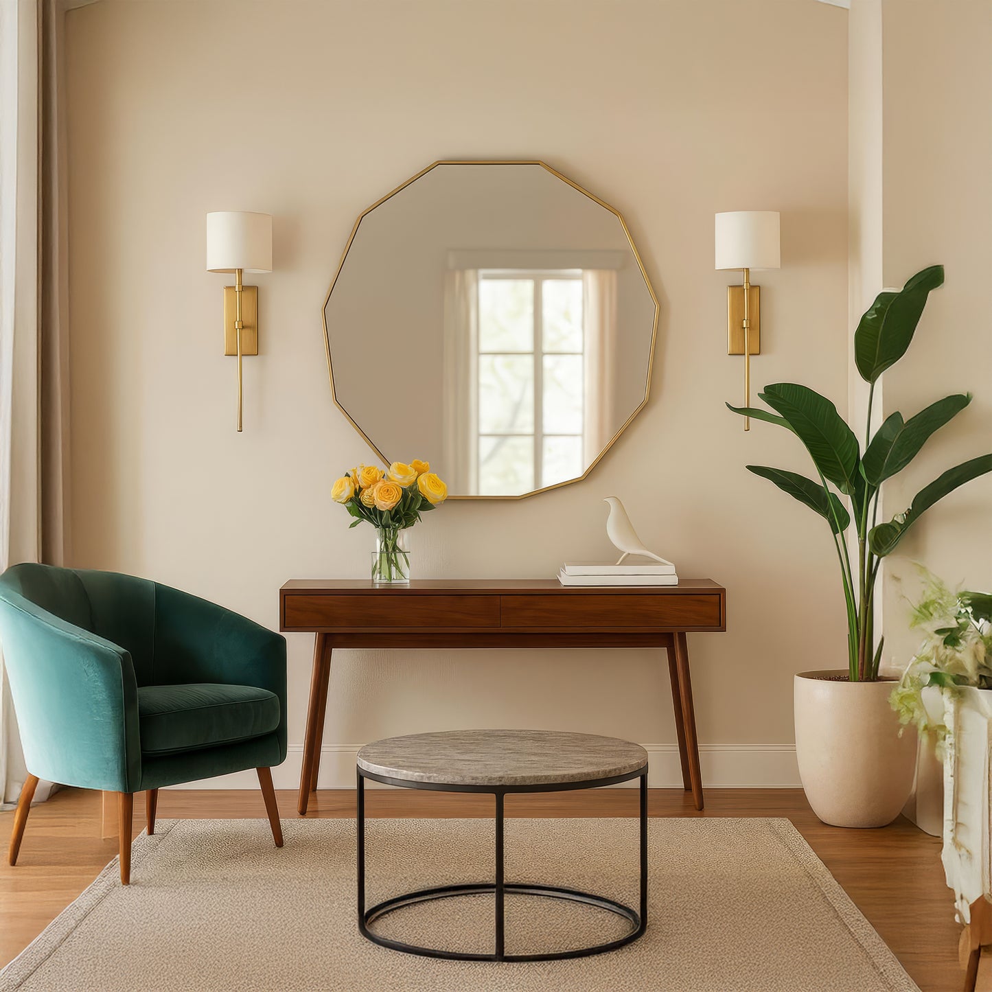 Urban Style Reflections Geometric Mirror – Gold | 90cm