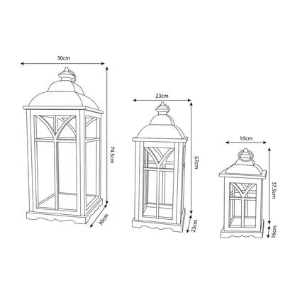 Urban Style Whitewash Wooden Lantern Set – 3 Piece Decorative Lanterns for Indoor & Alfresco Styling