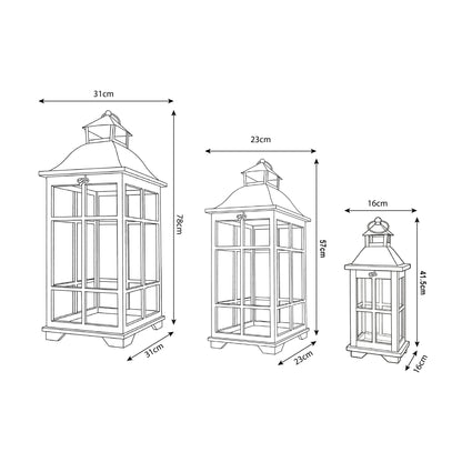Urban Style Ash Wooden Lantern Set – 3 Piece Decorative Lanterns for Indoor & Alfresco Styling