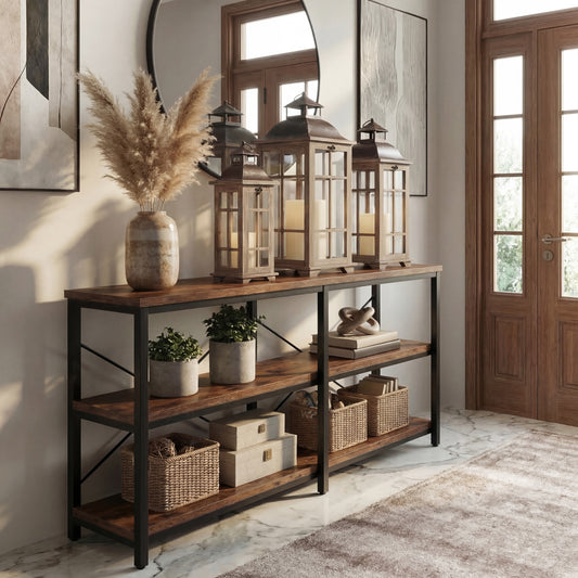 Urban Style Ash Wooden Lantern Set – 3 Piece Decorative Lanterns for Indoor & Alfresco Styling