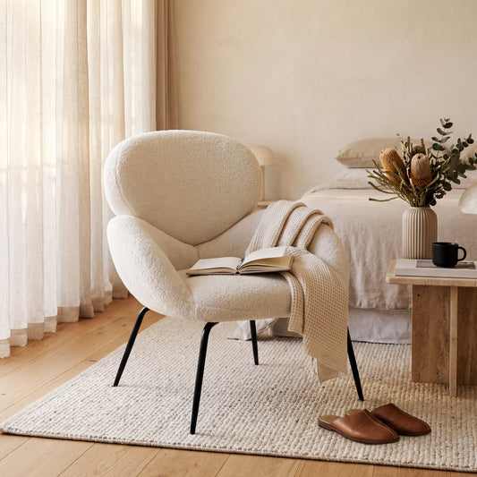 Urban Style Boudoir Teddy Fleece Occasional Chair – White
