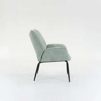 Urban Style Boudoir Décor Accent Chair – Chenille Fabric with Matt Black Steel Legs