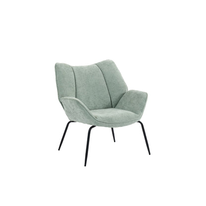 Urban Style Boudoir Décor Accent Chair – Chenille Fabric with Matt Black Steel Legs
