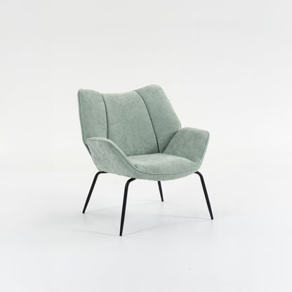 Urban Style Boudoir Décor Accent Chair – Chenille Fabric with Matt Black Steel Legs