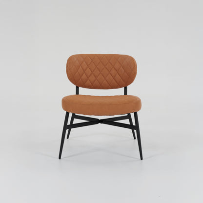 Urban Style Boudoir Décor Chair – Tan PU & Matt Black Steel Frame
