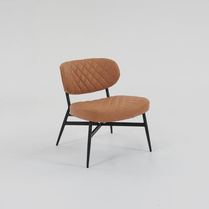 Urban Style Boudoir Décor Chair – Tan PU & Matt Black Steel Frame