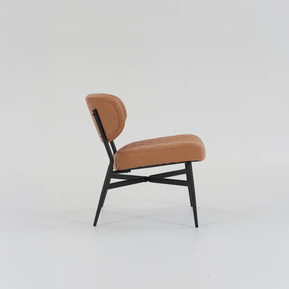 Urban Style Boudoir Décor Chair – Tan PU & Matt Black Steel Frame